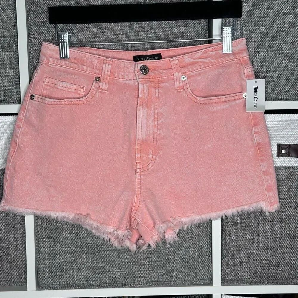 Juicy Couture Acid Wash Wild Peach Pacific Short HR Shorts Size 28